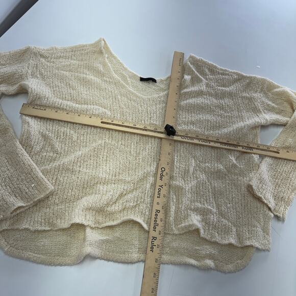 ATM Sweater Womens Medium Cream Soft V Neck Oversized Knit Cashmere Wool Silk - Picture 9 of 11